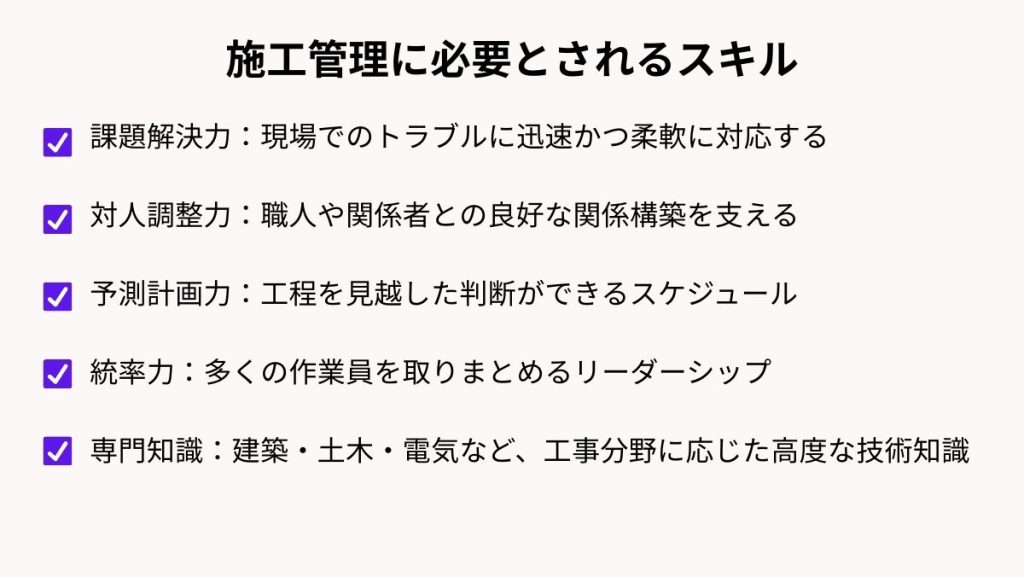 施工管理に必要とされるスキル