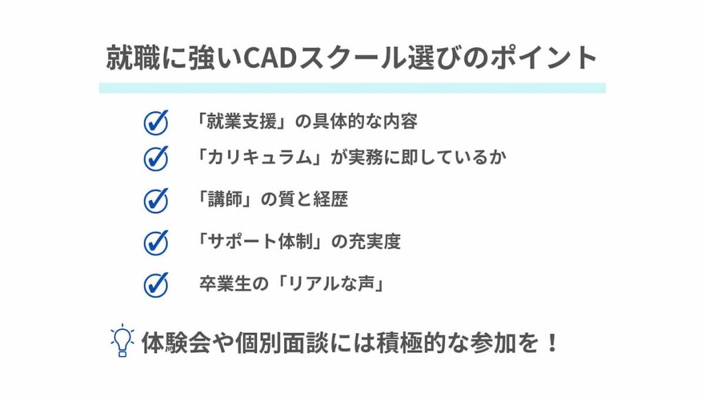 派遣会社が教える!就職に強いCADスクール選びの5つのポイント