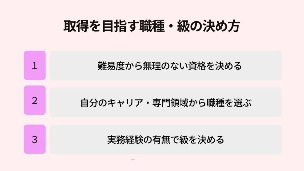 取得を目指す職種・級はどう決める?