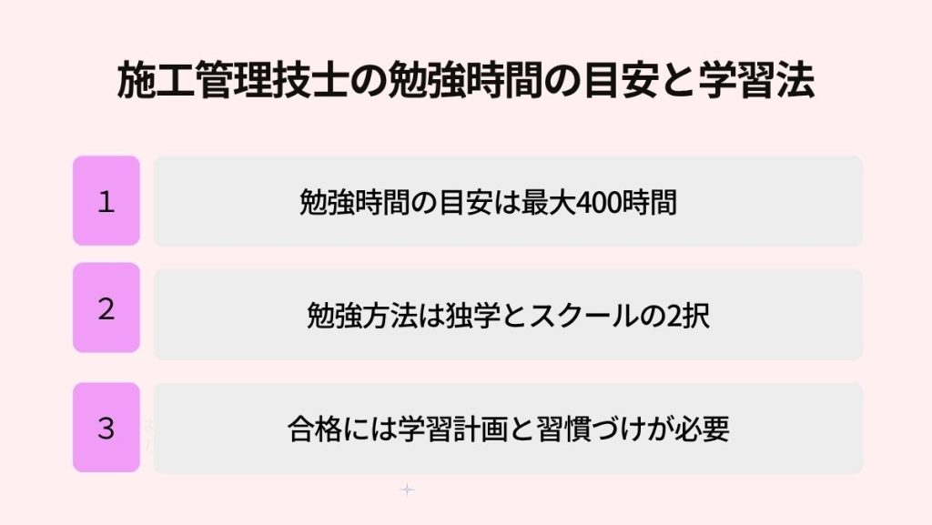 施工管理技士の勉強時間の目安と学習法